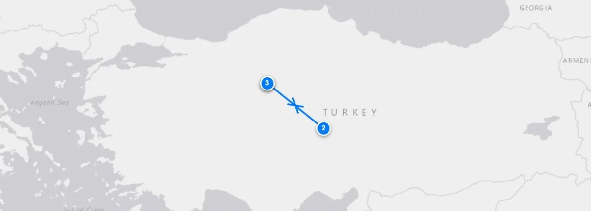 Cappadocia From Ankara route map